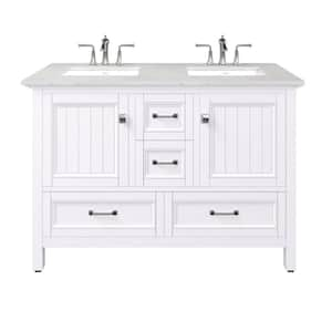 Britney 48 in. W x 22 in. D White Double Sink Bathroom Vanity with Carrara Quartz Top and Undermount Sinks