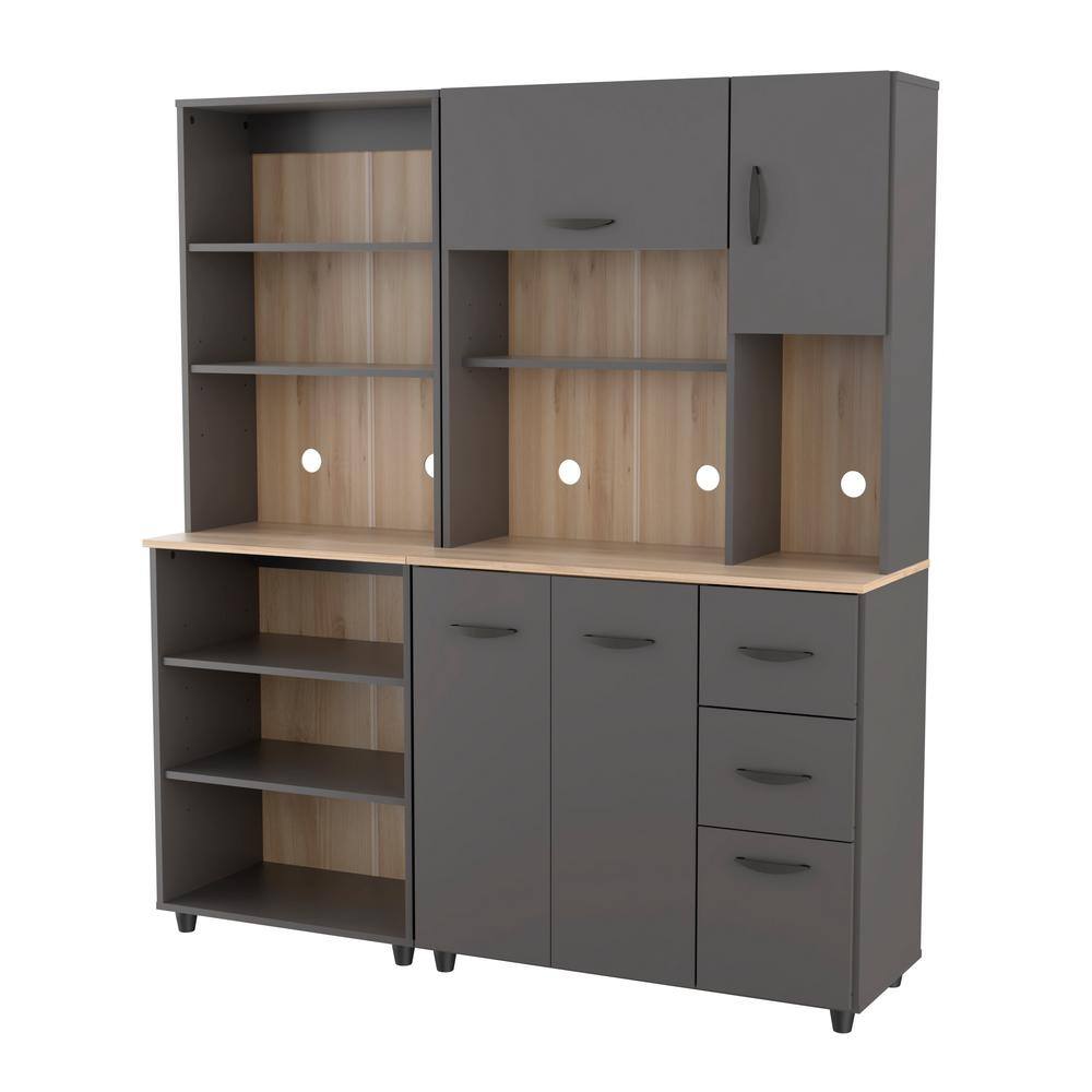 Freestanding Gray Utility Storage Cabinet with Adjustable Shelves