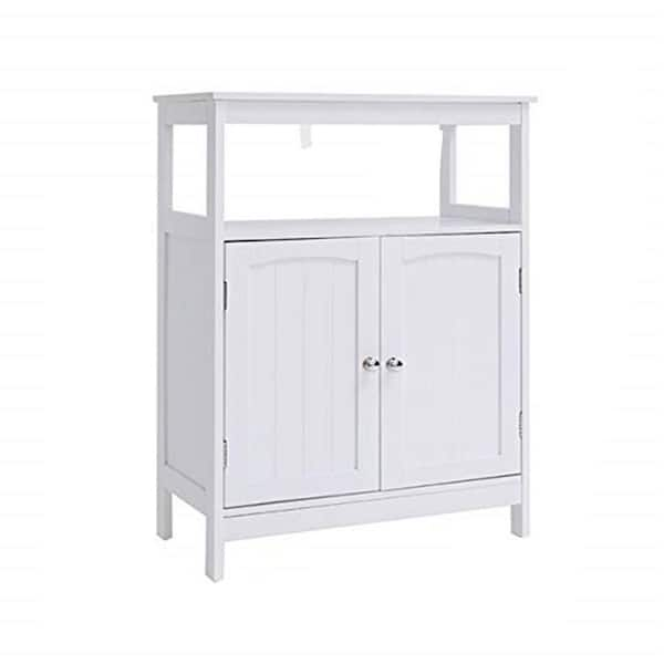 Dracelo 23.62 in. W x 11.81 in. D x 27.56 in. H White Bathroom Storage Linen Cabinet with 3 Drawers and Two Layers