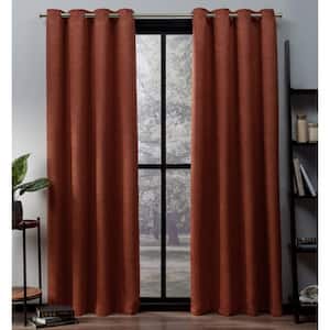 Lustre Mecca Orange Solid Woven Room Darkening Grommet Top Curtain, 52 in. W x 63 in. L (Set of 2)