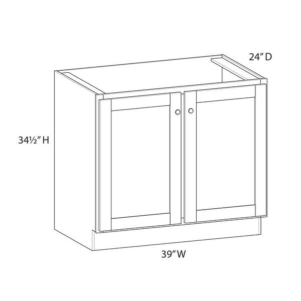 Unbranded Norfolk Shaker 39 in. W x 34.5 in. H x 24 in. D in Painted White Plywood Assembled Full Height Door Base Cabinet