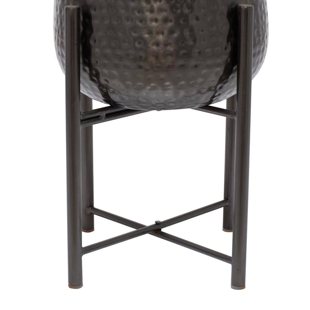 Large Black Metal Planter with Removable Stand, Set of 2