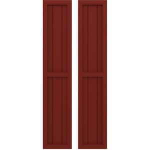 10-1/2-in W x 33-in H Americraft 3 Board Exterior Real Wood Two Equal Panel Framed Board and Batten Shutters Pepper Red