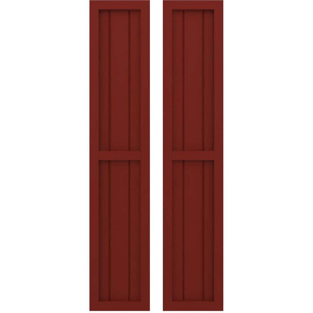 10-1/2 in. W x 64 in. H Americraft 3-Board Exterior Real Wood 2 Equal Panel Framed Board and Batten Shutters Pepper Red price history on PriceWatchPro