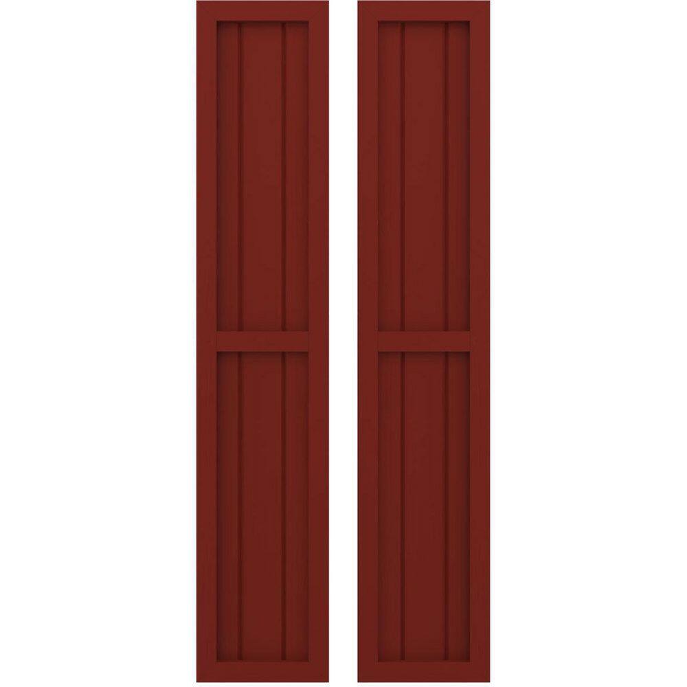 10-1/2-in W x 80-in H Americraft 3 Board Exterior Real Wood Two Equal Panel Framed Board and Batten Shutters Pepper Red price history on PriceWatchPro