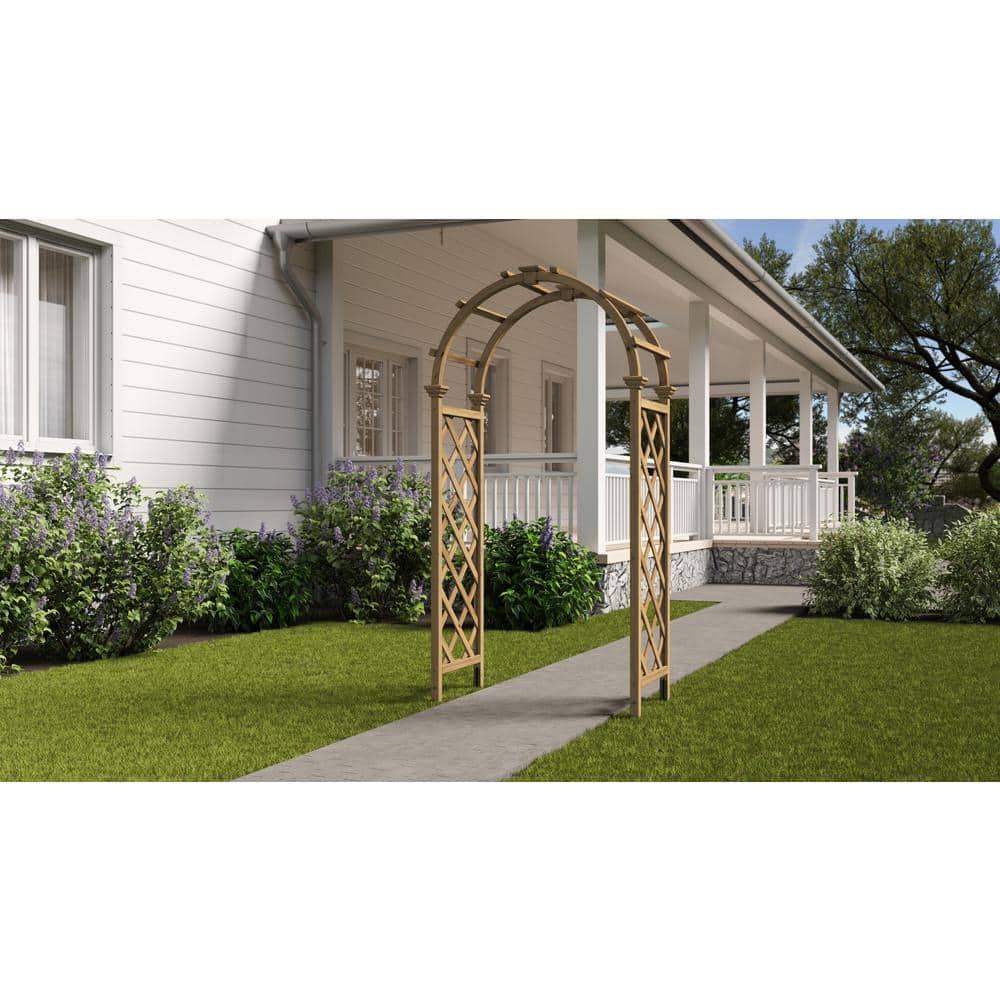 Golden Brown Cedar Wood Garden Arbor with Arch Top