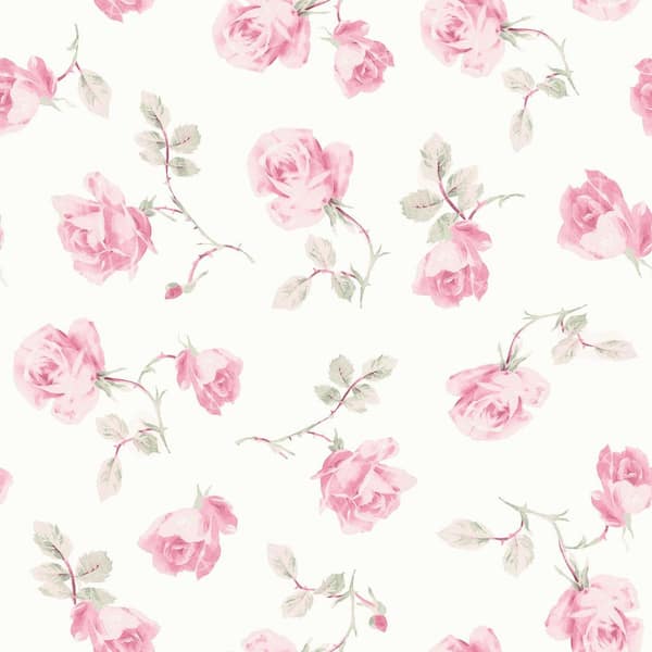 Ribbon Rosa Chateau Rose Peel and Stick Wallpaper