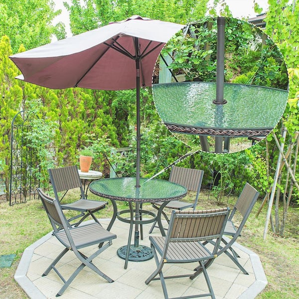 2 1 4 in patio table umbrella hole ring SenQWFa 2 Inch Patio Table Umbrella Hole Ring and Cap Set Black Thicker PVC Fits 1.65 Inch Poles 2-Pack Stabilizer
