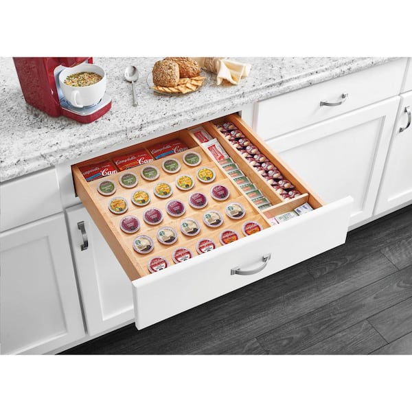 2.38 in. x 22 in. x 19.75 in. Custom Wooden Kitchen Drawer Organizer Insert for K-Cups