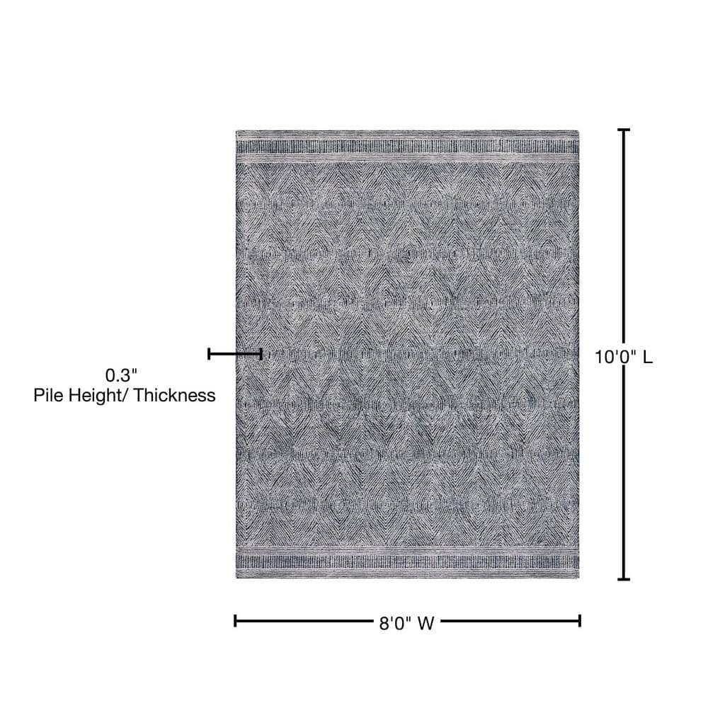 Handmade Ivory & Charcoal Wool Abstract Area Rug 8' x 10'