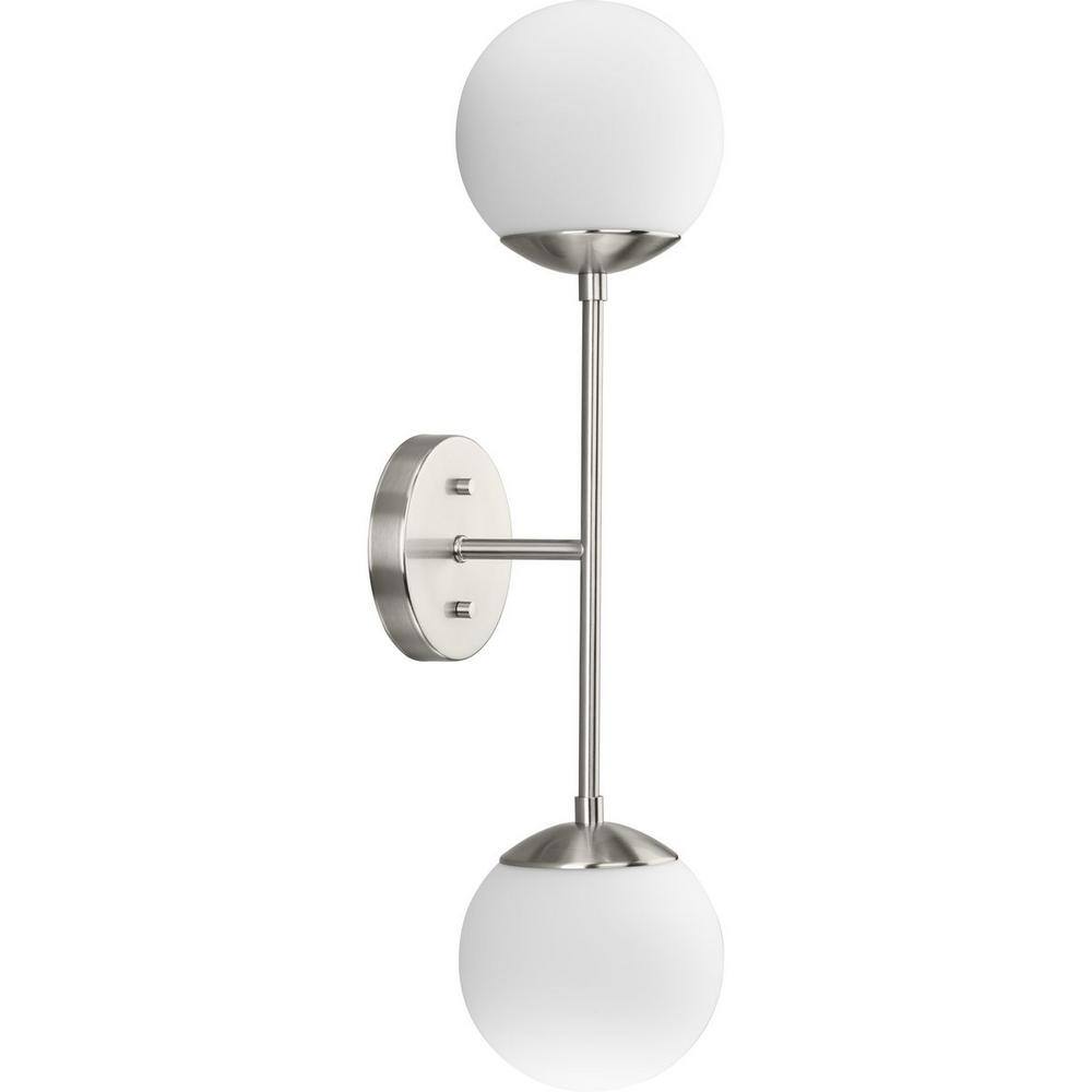 Haas Brushed Nickel 24" Modern Wall Sconce with Opal Glass Globes