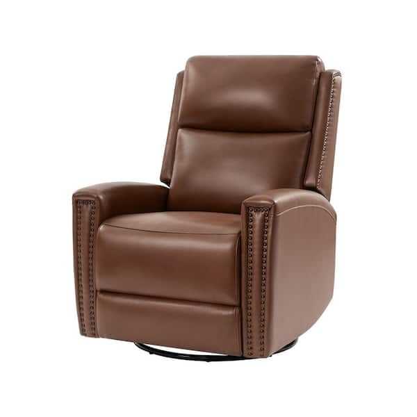 Miriam Brown 30.25 in. Genuine Leather Swivel Rocker Power Recliner