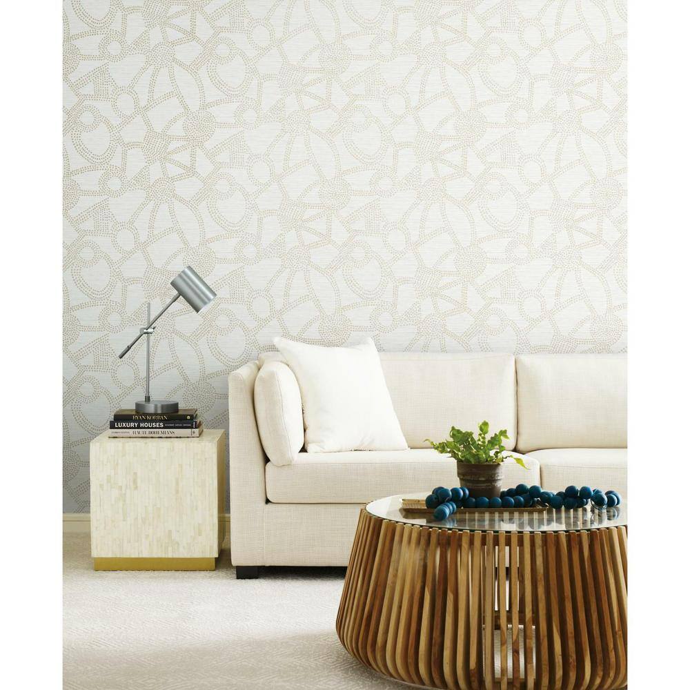 Taupe and White Abstract Peel & Stick Wallpaper Roll