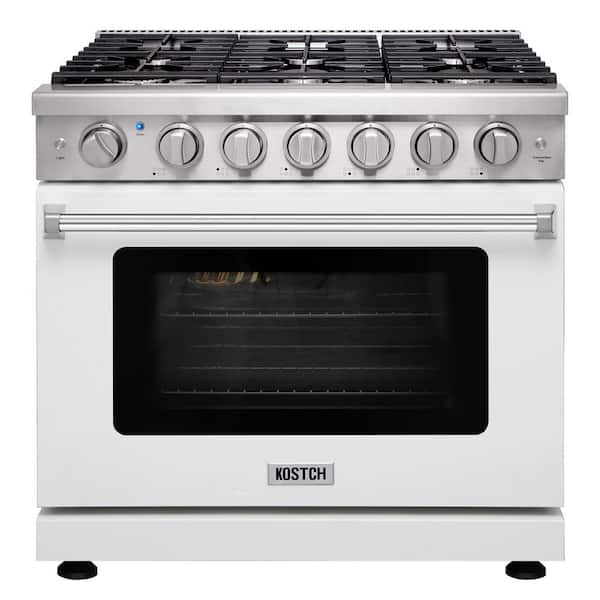 36 in. 6 Burners Freestanding Natural Gas Range in Stainless Steel with 6.0 cu. ft. Convection Oven and White Oven Door