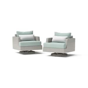 Portofino Comfort Gray Aluminum Outdoor Lounge Chair with Sunbrella Spa Blue Cushion 2-Pack