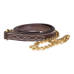 Huntley Fancy Stitched Leather Padded Lead with Chain