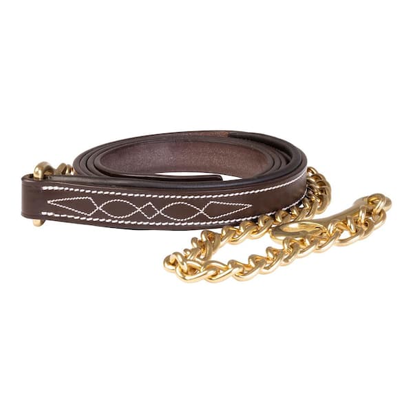 Huntley Equestrian Huntley Fancy Stitched Leather Padded Lead with Chain