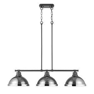 Duncan 300-Watt 3-Light Matte Black Pendant Light with Steel Shade