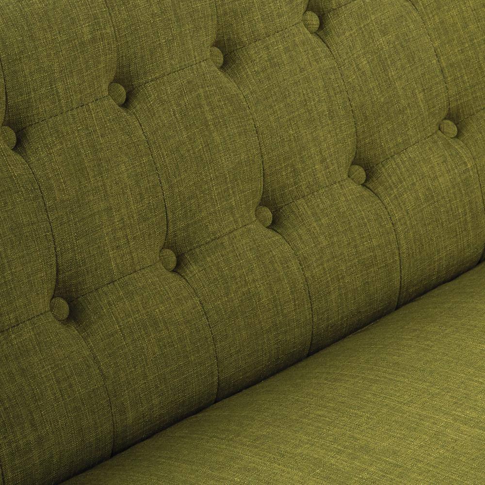 Mill Lane Green Fabric Mid-Century Modern Loveseat with Wooden Legs