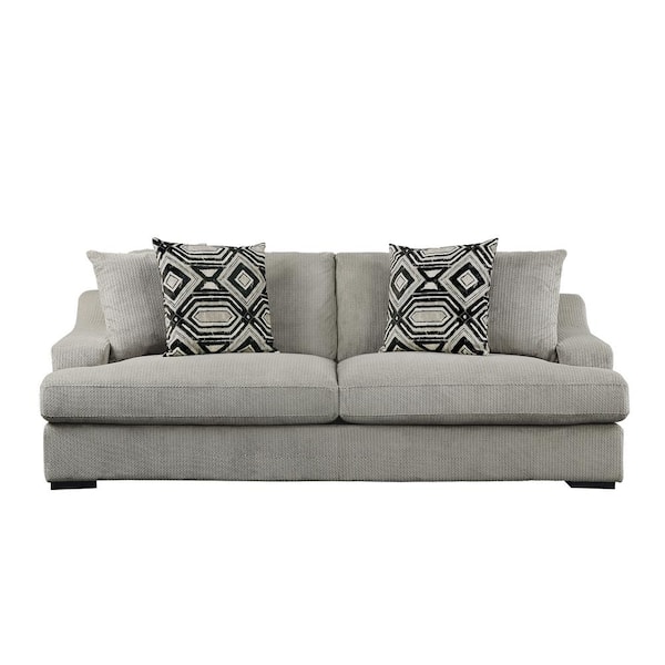 EVERGLADE HOME Cadence 93.5 in. Slope Arm Microfiber Straight in Gray