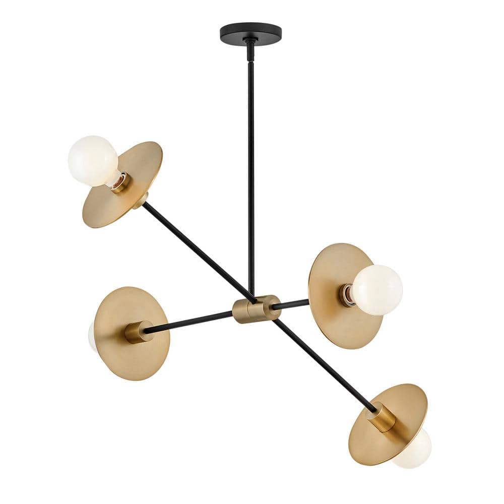 Cupertino Lacquered Brass 4-Light Steel Sputnik Chandelier