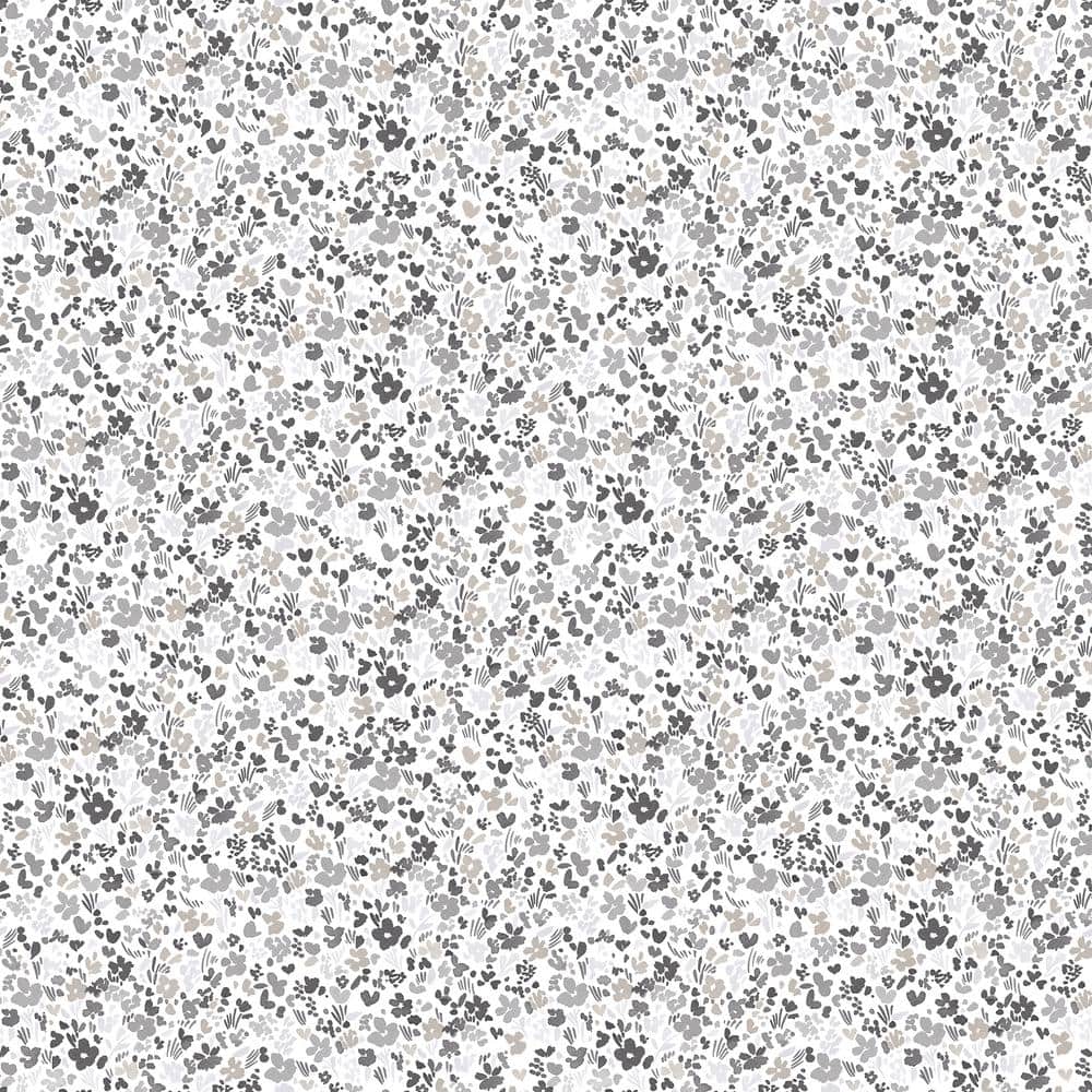 Mini Mod Floral Grey/Black Matte Finish Non-Woven Non-Pasted Wallpaper Roll