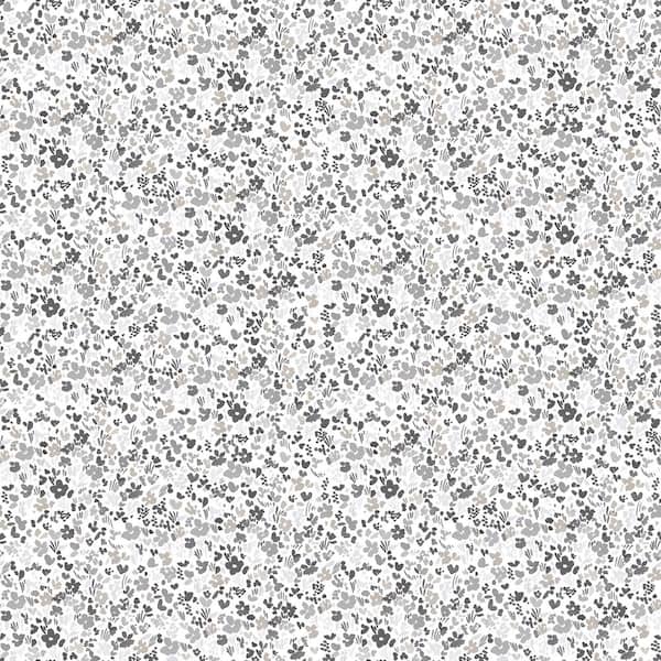 Unbranded Mini Mod Floral Grey/Black Matte Finish Non-Woven Non-Pasted Wallpaper Roll