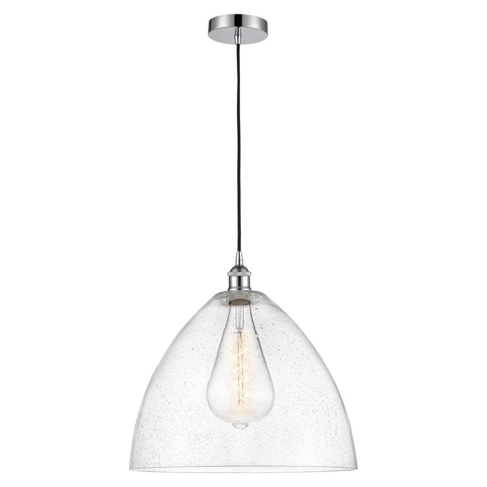 Edison Dome 60-Watt 1-Light Polished Chrome Shaded Mini Pendant Light with Seeded Glass Shade price history on PriceWatchPro