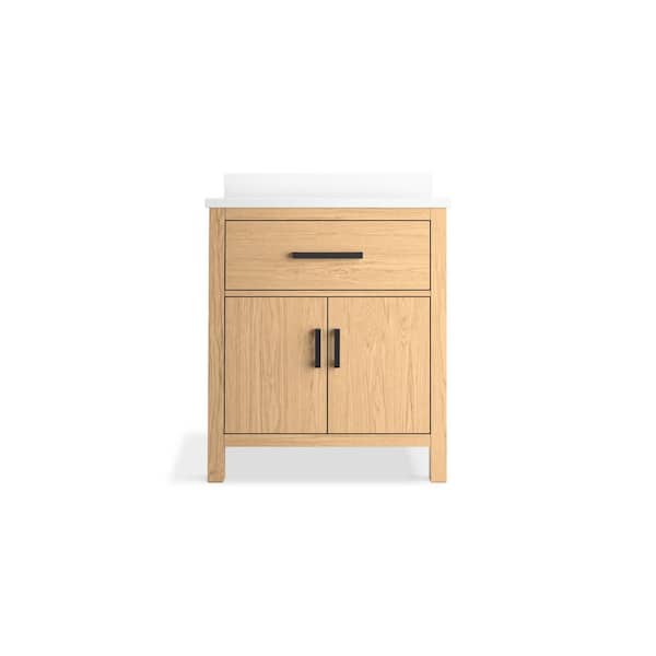 Kresla 30.98in. Single Sink Freestanding Light Oak Bath Vanity with White Quartz Top Assembled