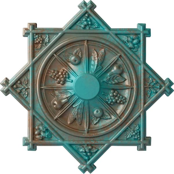 Ekena Millwork 38-1/4 in. x 1-1/2 in. Antilles Urethane Ceiling Medallion (Fits Canopies up to 6 in.), Copper Green Patina