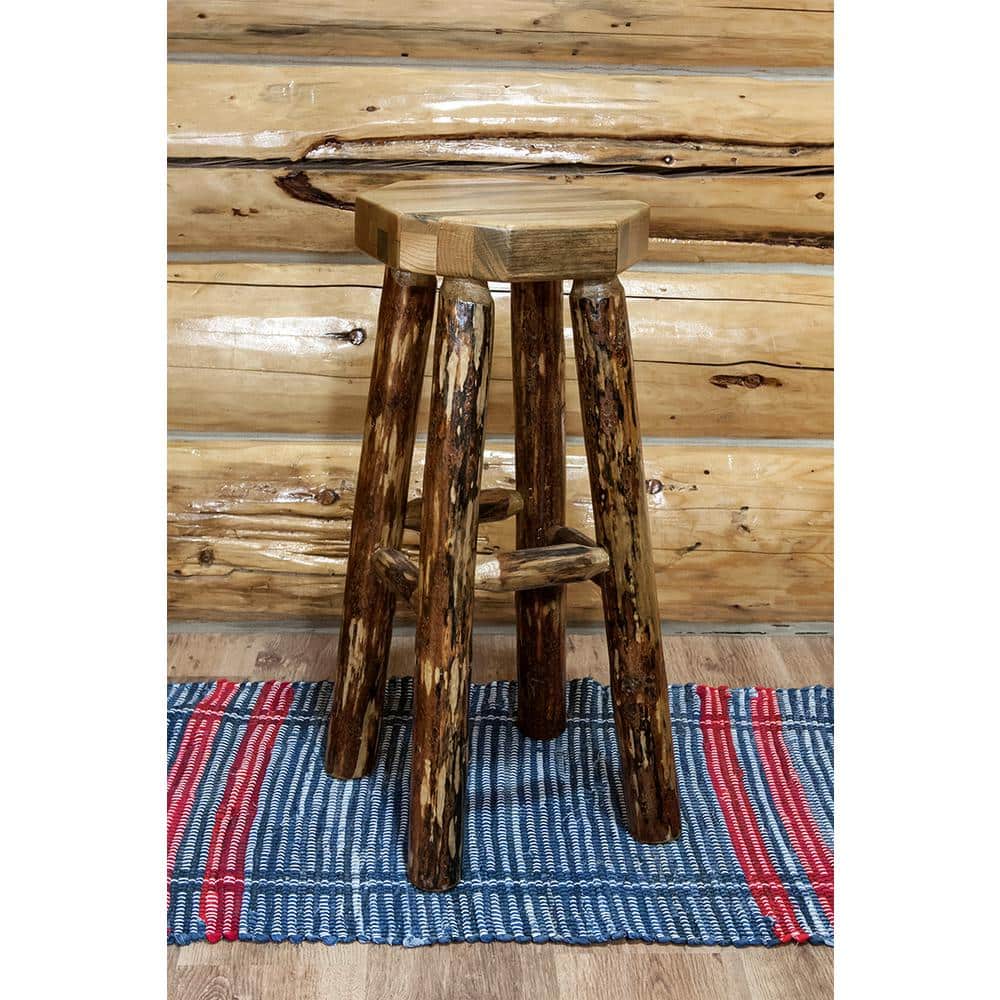 Rustic Glacier Country 30" Brown Wood Backless Barstool