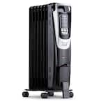 Portable1500-Watt Electric Oil-Filled Silent Radiator Heater with Energy Efficient Operation Cover 150 sq. ft. - Black