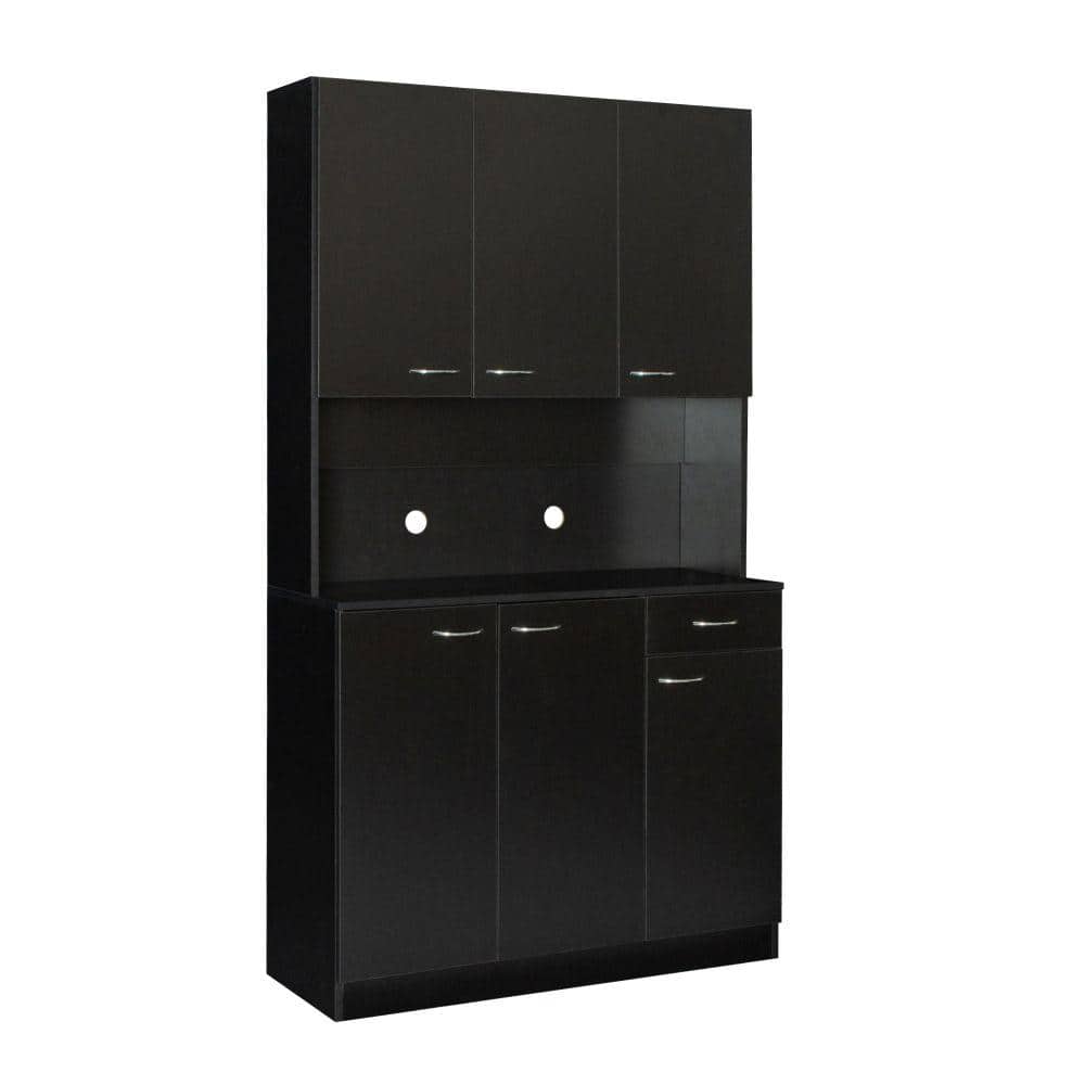 Black 1-Drawer 23.62 in. W Pantry Organizer Tall Kitchen Cabinet Chest of D