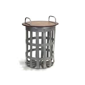 11 in. Gray Solid Wood End Table