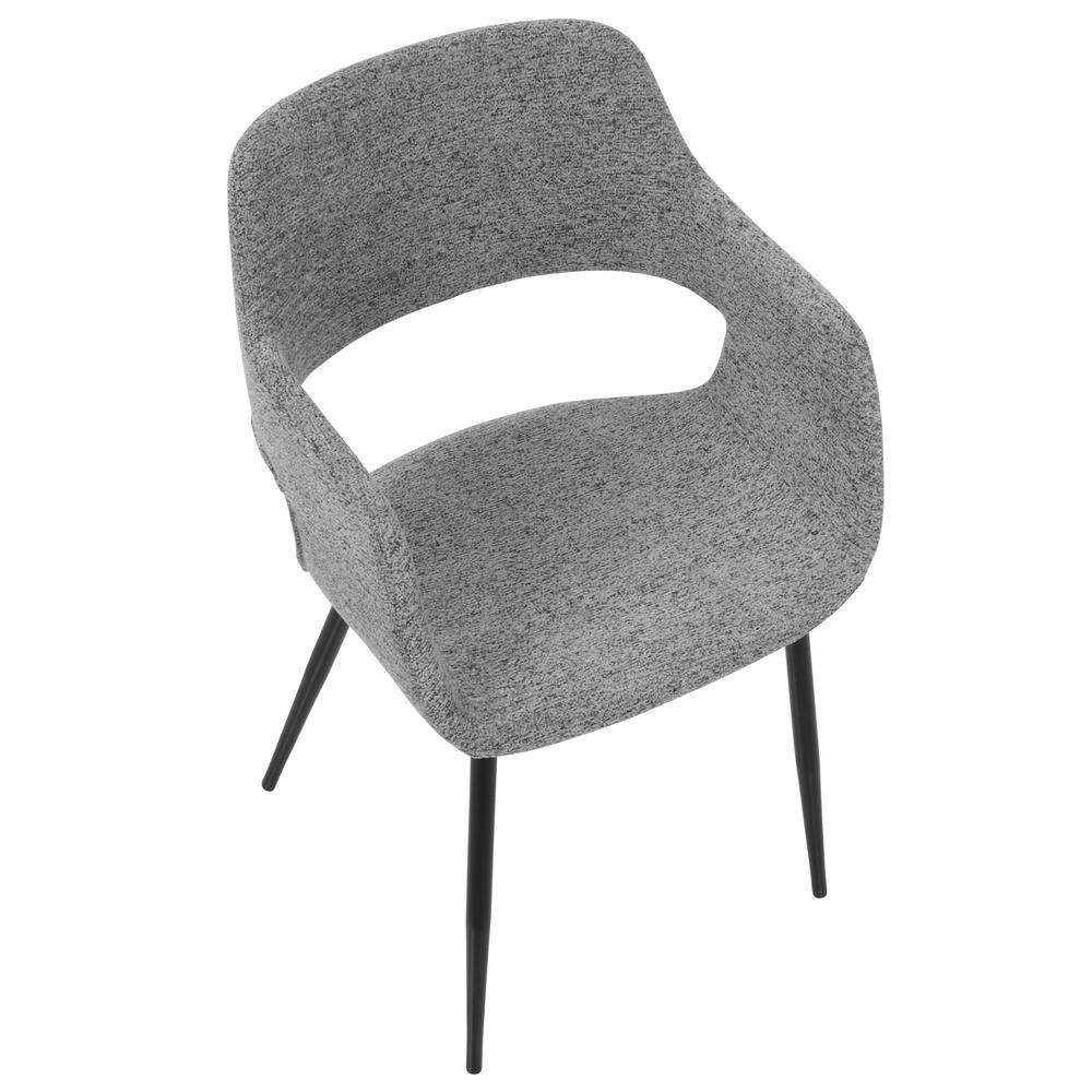 Gray Upholstered Mid-Century Modern Arm Chair Set with Metal Legs