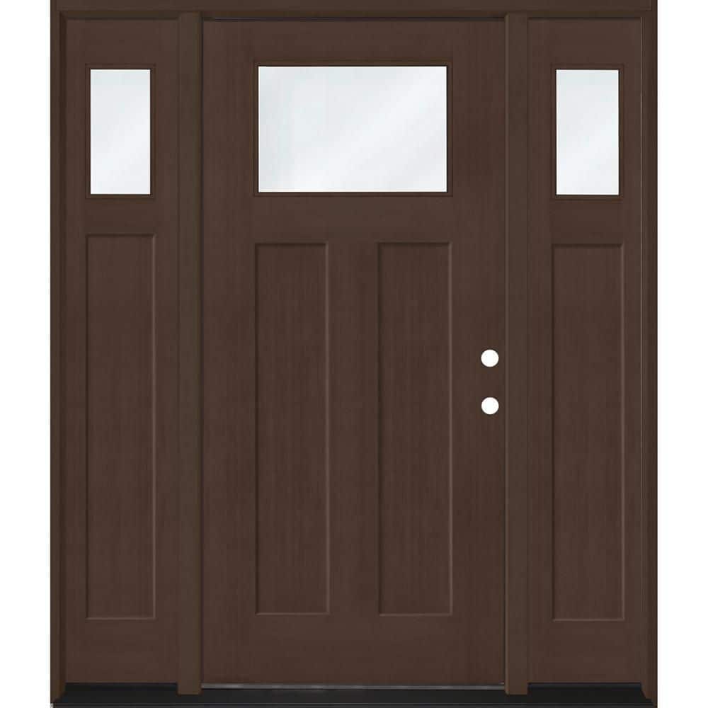 Regency 64 in. x 80 in. 1/4 TopL Clear Glass LHIS Hickory Fir Fiberglass Prehung Front Door w/12in-1/4Top SLs 6-9/16 price history on PriceWatchPro