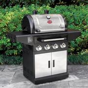 Flavor Pro 4-Burner Propane, Wood Gas Grill with Multi-Fuel Flavor Drawer in Silver