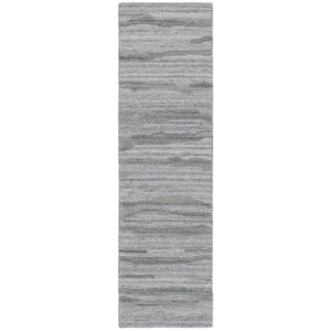 Abstract Gray 2 ft. x 8 ft. Undulating Marle Runner Rug