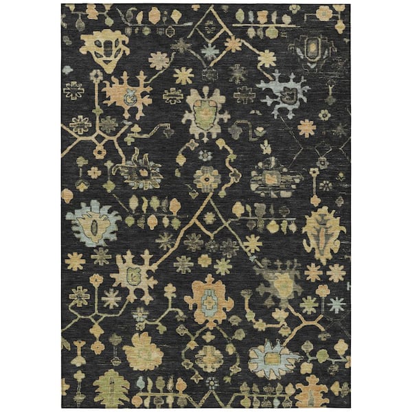 Chantille Machine Washable Indoor/Outdoor Abstract ACN1930 Black 3 ft. x 5 ft. Area Rug