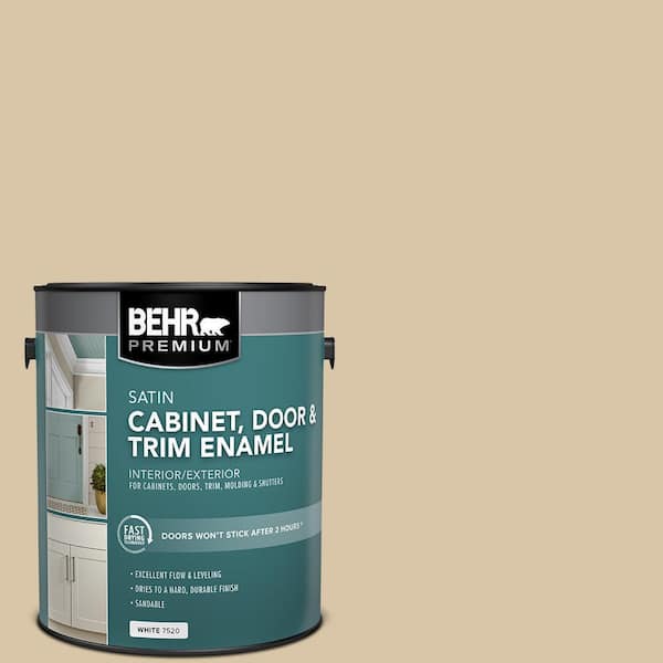 BEHR PREMIUM 1 gal. #MQ2-23 Almond Butter Satin Enamel Interior/Exterior Cabinet, Door & Trim Paint
