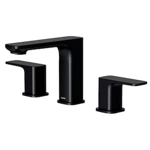 Venda Widespread 2-Handle Three Hole Bathroom Faucet with Matching Pop-up Drain in Matte Black