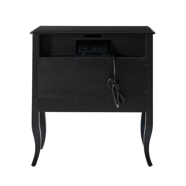 JAYDEN CREATION Albin Black 3-Drawer Nightstand with Built