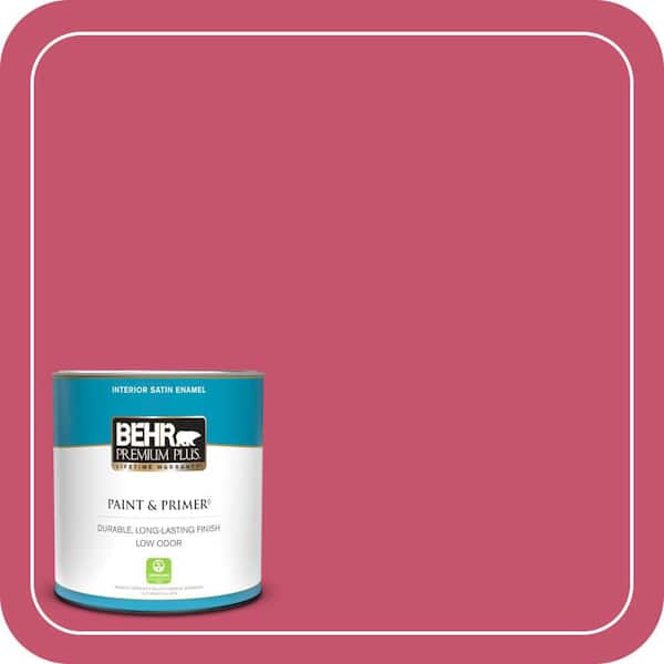 BEHR PREMIUM PLUS 1 qt. #120B-7 Tropical Smoothie Satin Enamel Low Odor Interior Paint & Primer