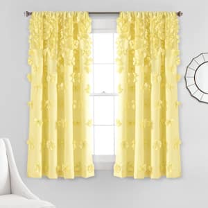 Riley Window Yellow Single 54 in. W x 63 in. L Curtain Panel