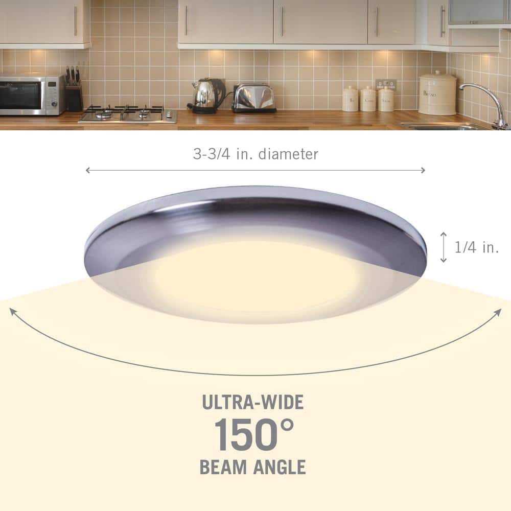 Wafer Thin Bright White LED Puck Light with Polished Chrome Finish
