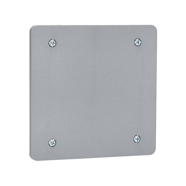 Commercial Electric - 2-Gang Blank Non-Metallic Weatherproof Cover, Gray