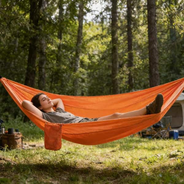 106 in. x 55 in. Camping Hammock with Tree Straps, 660 lb