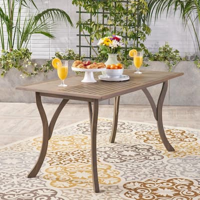 Hermosa Gray Rectangular Wood Outdoor Dining Table