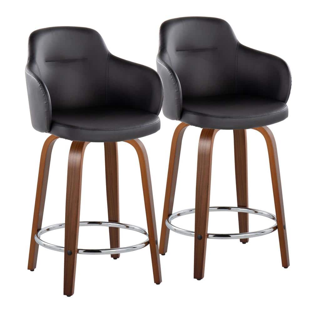 Boyne Black Faux Leather Swivel Counter Stools Set of 2