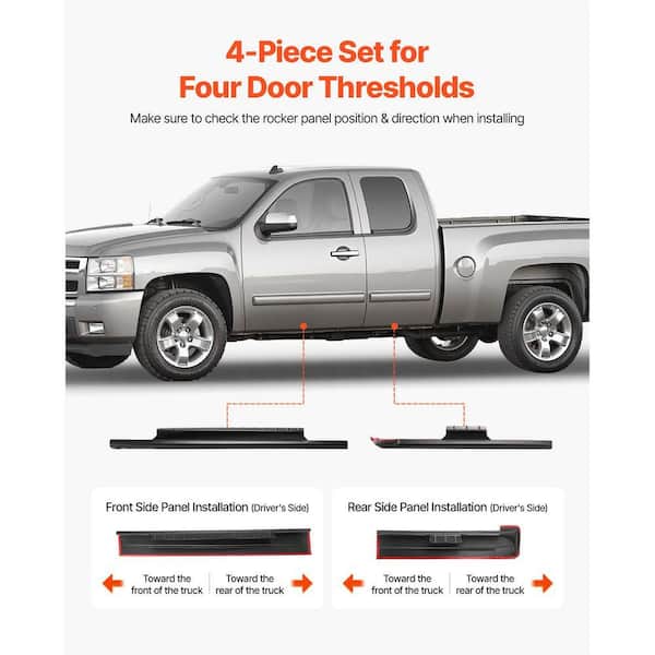 VEVOR Black Rocker Panel Guard, Compatible with 1999-2006